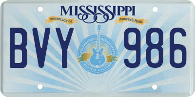 MS license plate BVY986