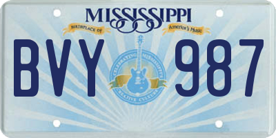MS license plate BVY987