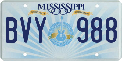 MS license plate BVY988