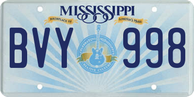 MS license plate BVY998