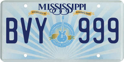 MS license plate BVY999