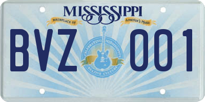 MS license plate BVZ001