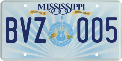 MS license plate BVZ005