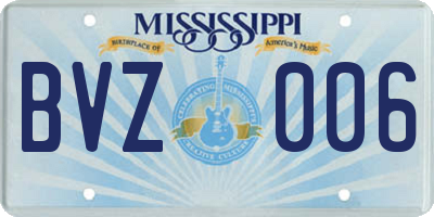 MS license plate BVZ006