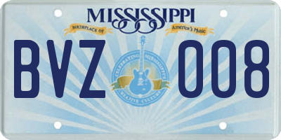 MS license plate BVZ008
