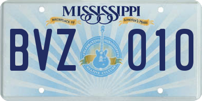 MS license plate BVZ010