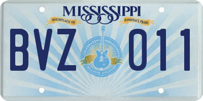 MS license plate BVZ011