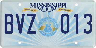MS license plate BVZ013