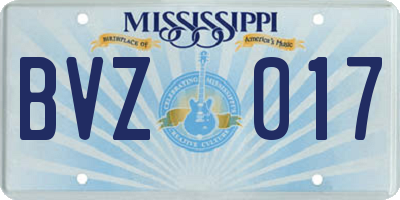 MS license plate BVZ017