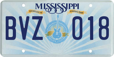 MS license plate BVZ018