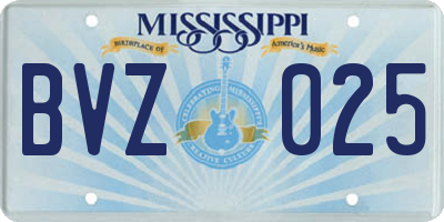 MS license plate BVZ025