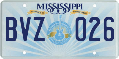 MS license plate BVZ026