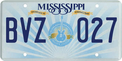 MS license plate BVZ027