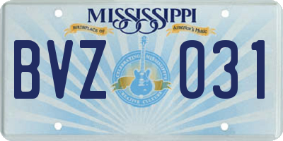 MS license plate BVZ031