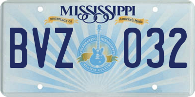 MS license plate BVZ032
