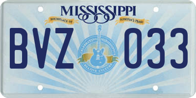 MS license plate BVZ033