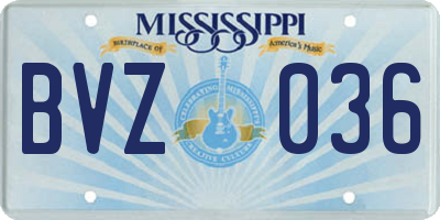 MS license plate BVZ036