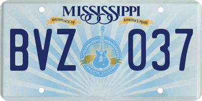 MS license plate BVZ037