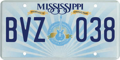 MS license plate BVZ038