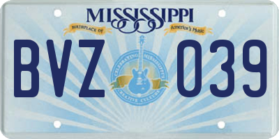 MS license plate BVZ039