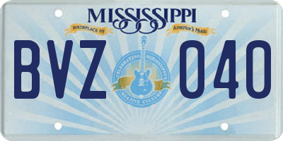 MS license plate BVZ040