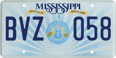 MS license plate BVZ058