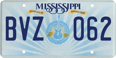 MS license plate BVZ062
