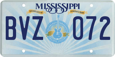 MS license plate BVZ072