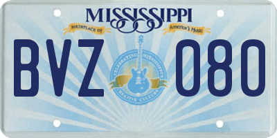 MS license plate BVZ080