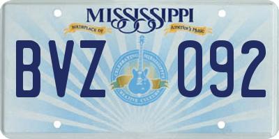 MS license plate BVZ092