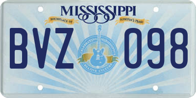 MS license plate BVZ098