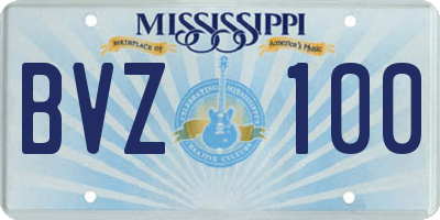 MS license plate BVZ100