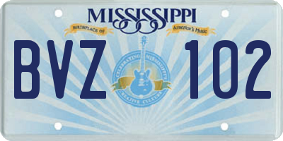MS license plate BVZ102