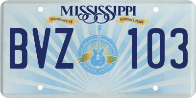 MS license plate BVZ103