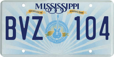 MS license plate BVZ104