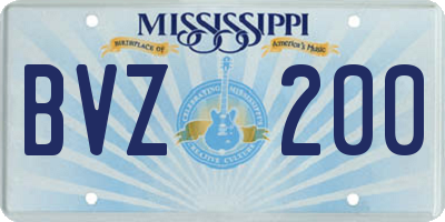 MS license plate BVZ200