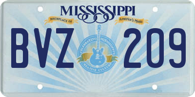 MS license plate BVZ209