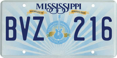 MS license plate BVZ216