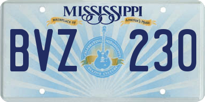 MS license plate BVZ230