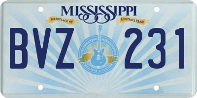 MS license plate BVZ231
