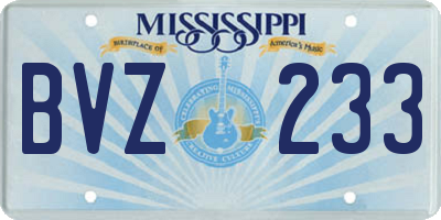 MS license plate BVZ233