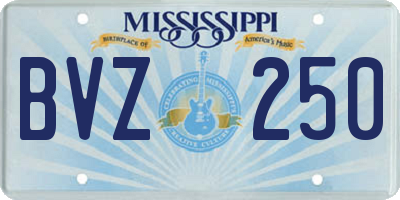 MS license plate BVZ250
