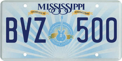 MS license plate BVZ500