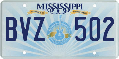 MS license plate BVZ502