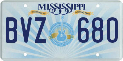 MS license plate BVZ680