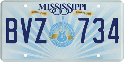 MS license plate BVZ734