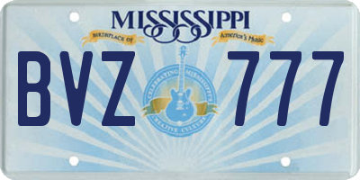 MS license plate BVZ777