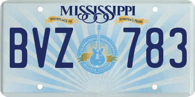 MS license plate BVZ783