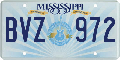 MS license plate BVZ972