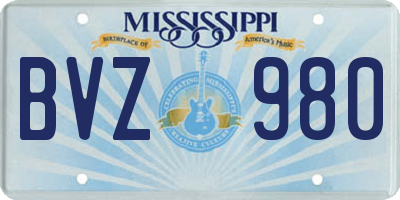 MS license plate BVZ980